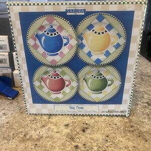 Sakura Tea Time Stoneware Salad Plates Set